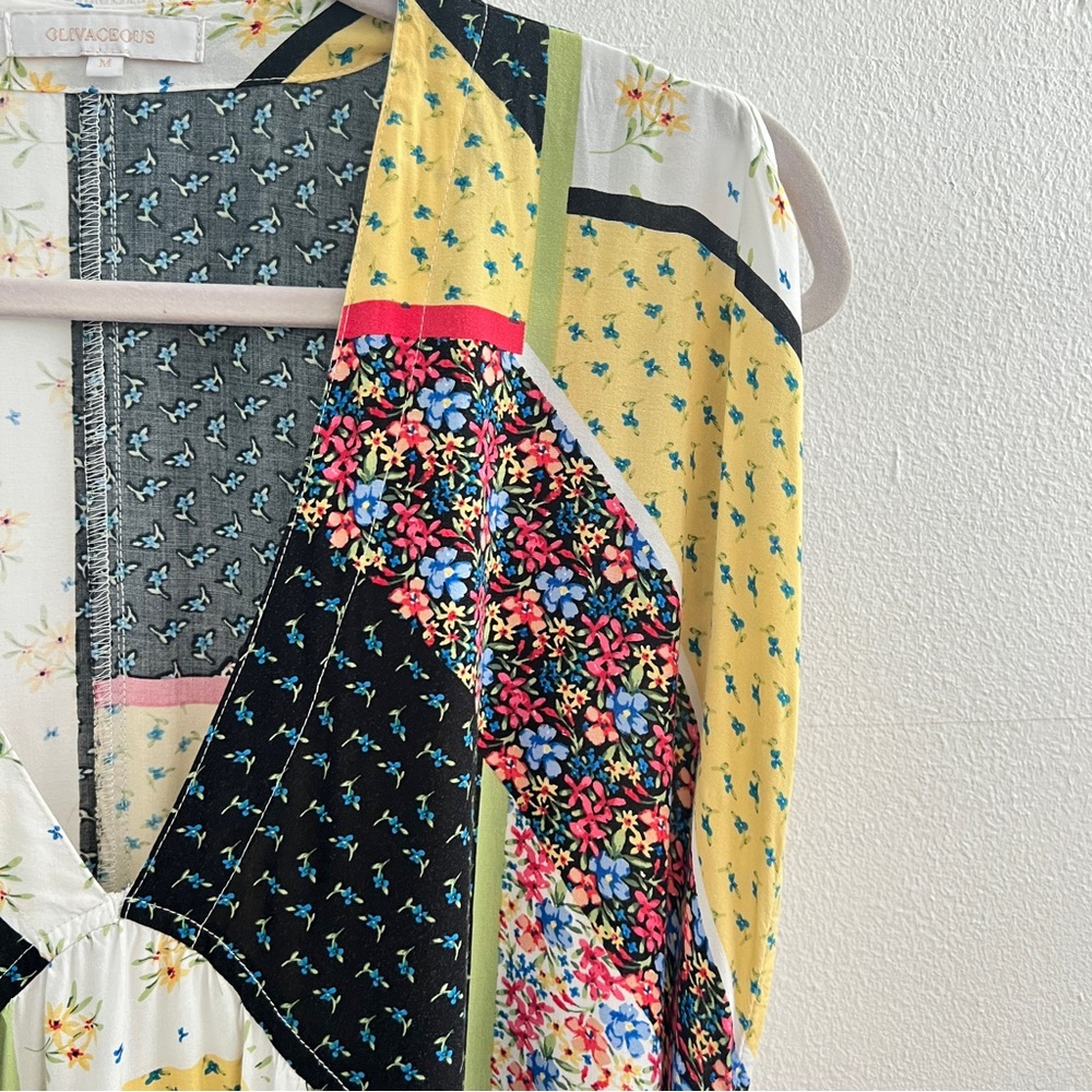 Olivaceous Multicolor Patchwork Mini Dress - image 7